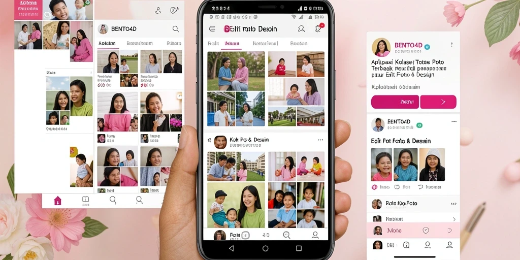 Screenshot BENTO4D menampilkan antarmuka Kolase Foto yang menarik.