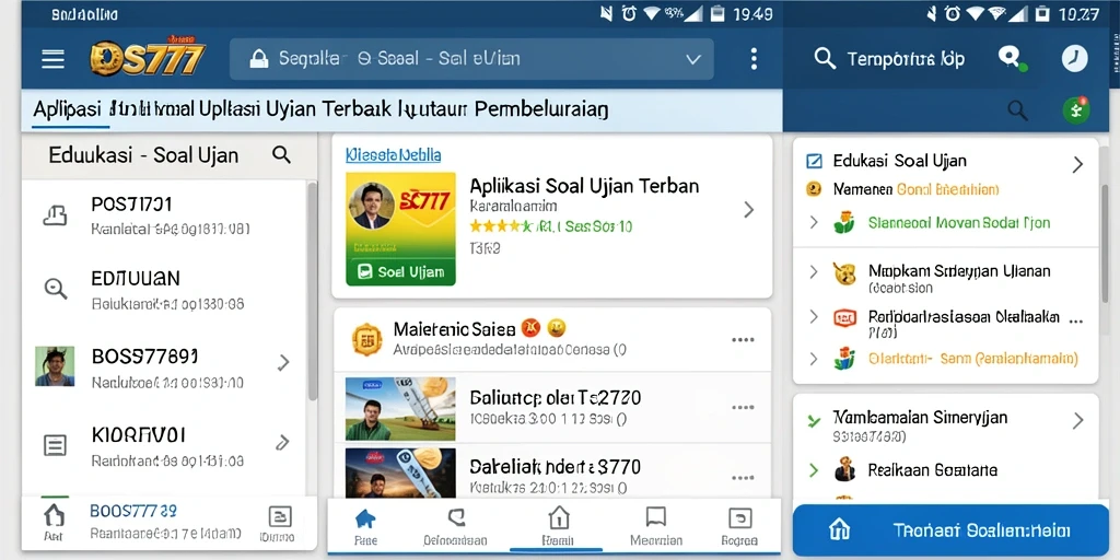 Tampilan antarmuka aplikasi Soal Ujian BOS777 yang interaktif.