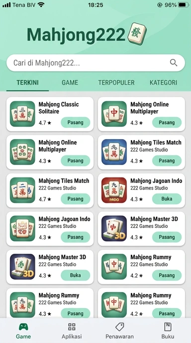 Tampilan katalog aplikasi mahjong222