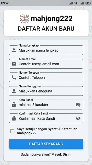 Tampilan halaman daftar mahjong222